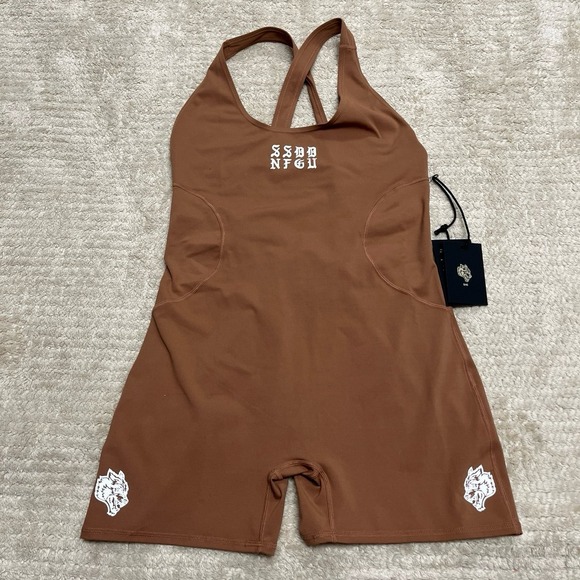 Darc Sport Tops - Darc Sport SSPD NFGU Women's Brown Athletic Romper Jumpsuit size Large